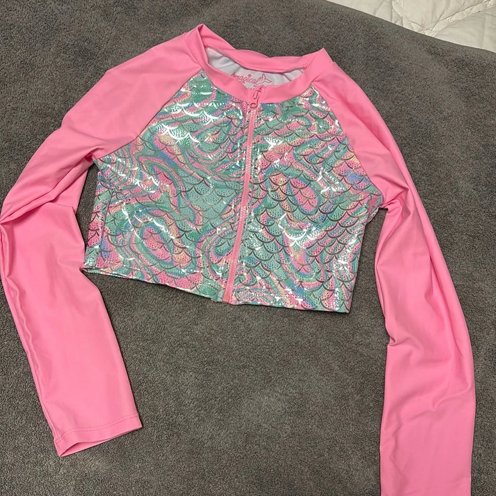 Girls Mermaid Rash Guard - Picture 1 of 2